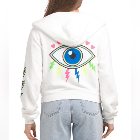 Lauren Moshi Sweaters - Lauren Moshi LACHELLE NEON LIGHTNING EYE Hoodie
